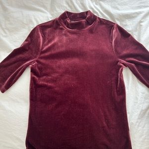 BR Velvet Burgundy Mock-Neck Shirt
